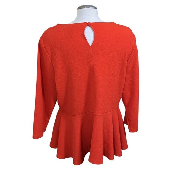 Ashley Stewart Womens Peplum Top Orange Plus Size 22 24 Cut Out Neckline Sexy - Picture 2 of 6